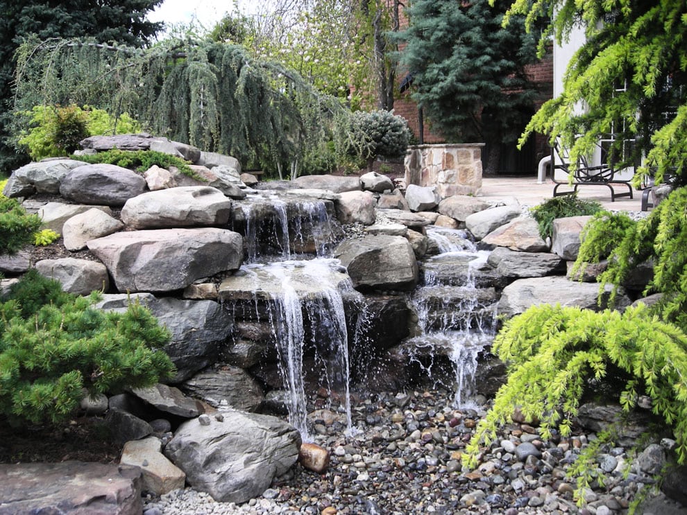 Waterfall with Paver Patio and Landscaping in Ellicott City, MD